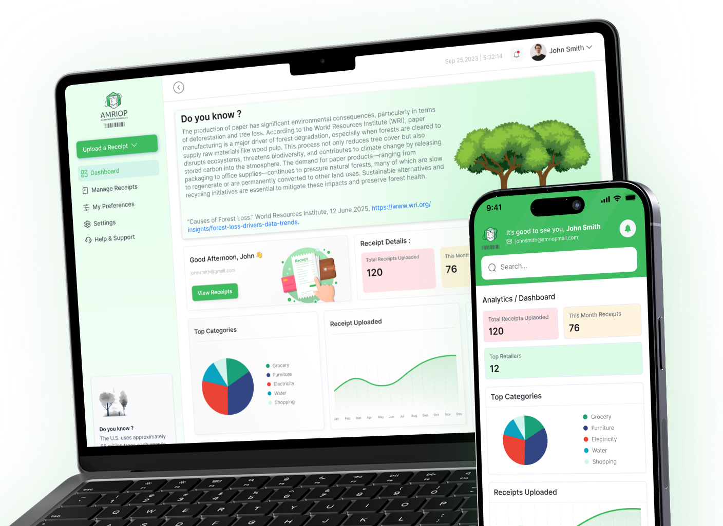 Digital Receipt Management on Desktop and Mobile